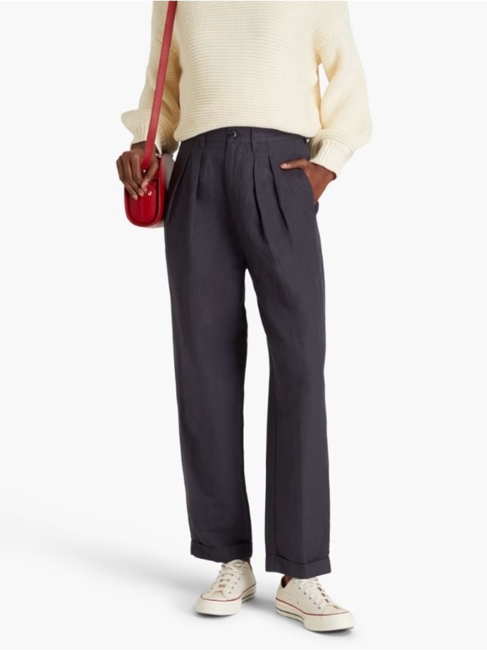 NEW Size 8 Alex Mill Keaton Double Pleat Twill Black High Rise Tailored Pant